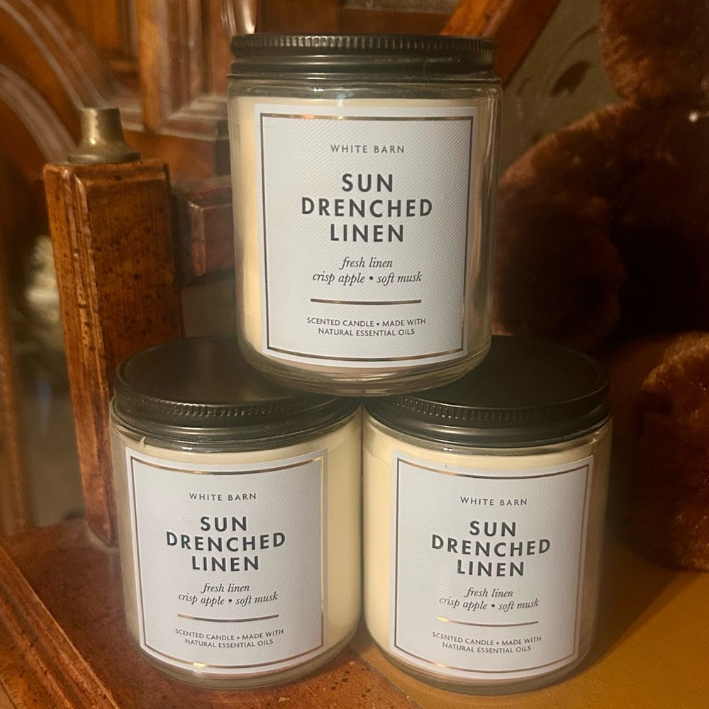 Bath & Body Works Sun Drenched Linen Single Wick Candle Set